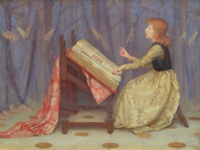 Tyttö istuu sisätiloissa tekijältä Thomas Cooper Gotch