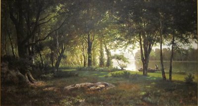 Maisema, joki ja metsä tekijältä Thomas Corwin Lindsay