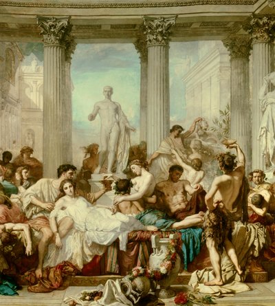 Yksityiskohta: Dekadenssin roomalaiset, Thomas Couturen maalaus (1815-1879) tekijältä Thomas Couture