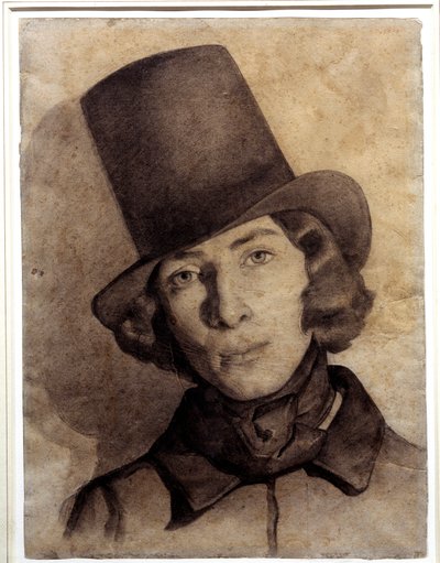 Maurice Sandin (1823-1889), George Sandin pojan, 21-vuotias muotokuva - Thomas Couturen (1815-1879) päivätty piirustus - tätä piirustusta pidettiin pitkään hänen äitinsä George Sandin piirustuksena, Musee de la Vie Romanttinen, Pariisi tekijältä Thomas Couture