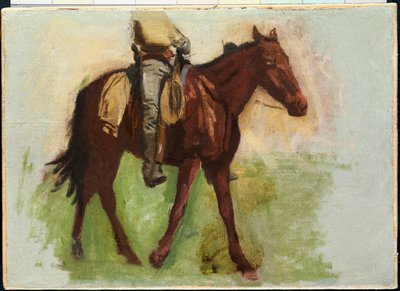 Luonnos elokuvalle "Cowboys in the Badlands" tekijältä Thomas Cowperthwait Eakins