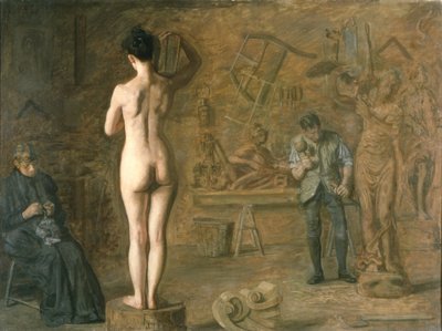 William Rush (1756-1833) veistää allegorista hahmoaan Schuylkill-joesta tekijältä Thomas Cowperthwait Eakins