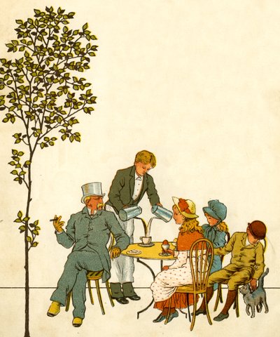 Kahvila puiston ulkopuolella Pariisissa 1800-luvun lopulla tekijältä Thomas Crane