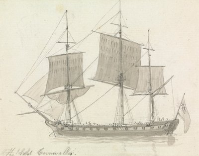Laiva, "Earl Cornwallis" tekijältä Thomas Daniell