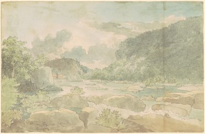 Harpers Ferry from Below, n. 1825-26 (kynä ja muste vesivärillä paperilla) tekijältä Thomas Doughty