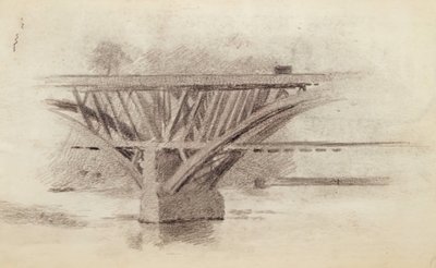Piirustus Girard Avenue BridgeVerso Luonnos airosta, c. 1871. tekijältä Thomas Eakins