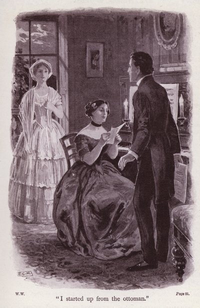 Kuvitus Wilkie Collinsin teokselle The Woman In White (litho) tekijältä Thomas Eyre Macklin