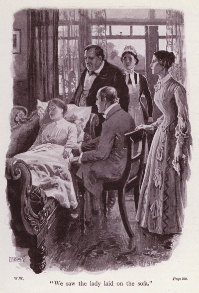 Kuvitus Wilkie Collinsin teokselle The Woman In White (litho) tekijältä Thomas Eyre Macklin