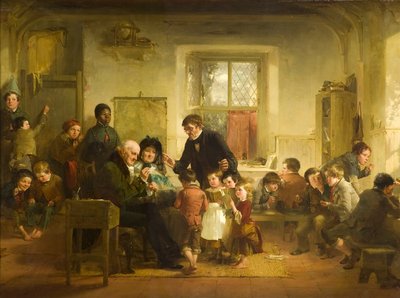 Suojelijan ja suojelijan vierailu kyläkouluun tekijältä Thomas Faed