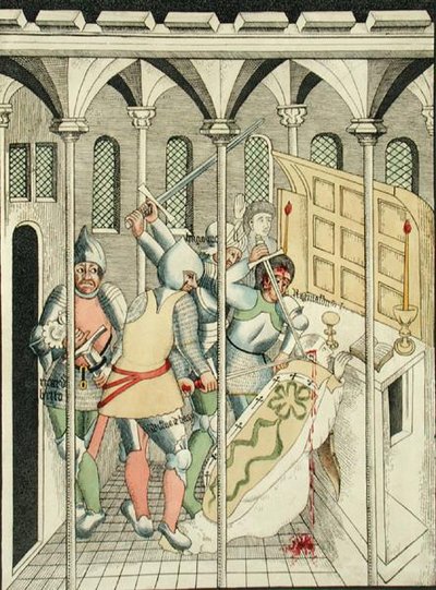 St. Thomas a Becketin (n. 1118–1170) salamurha Canterburyssa, Stratford Upon Avonin kolminaisuuskappelista tekijältä Thomas Fisher Hoxton