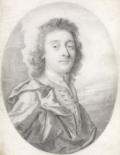 Miehen muotokuva, 1699 (musta lyijy tarranauhalla) tekijältä Thomas Forster