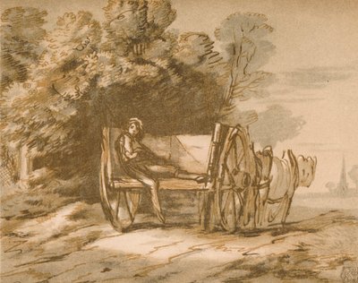 Poika kärryn kanssa. - Sketch with Pen & Wash, 1700-luku, 1906 tekijältä Thomas Gainsborough