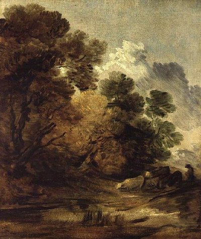 Paimen ajaa karjaa kohti uima-allasta tekijältä Thomas Gainsborough