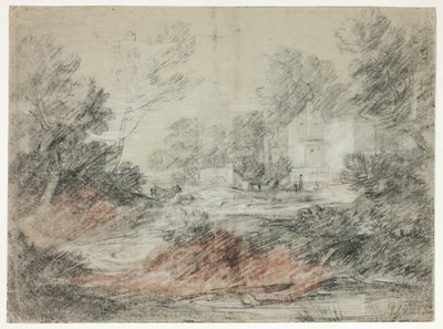 Maisema ja rakennuksia puron varrella tekijältä Thomas Gainsborough