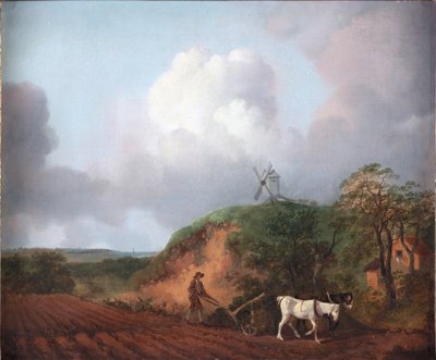Kahden hevosen kanssa kyntävä talonpoika, 1750-1753. tekijältä Thomas Gainsborough