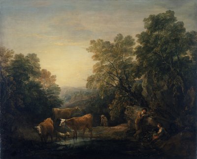 Kalliomaisema ja Hagar ja Ismael (öljy kankaalle) tekijältä Thomas Gainsborough