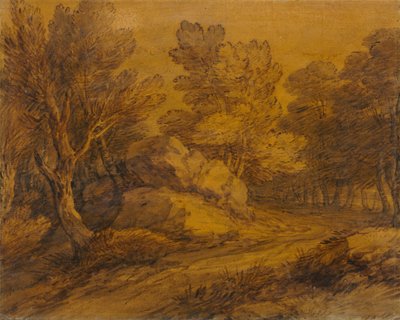 Kohtaus, jossa tie mutkittelee metsän läpi, c. 1770. tekijältä Thomas Gainsborough