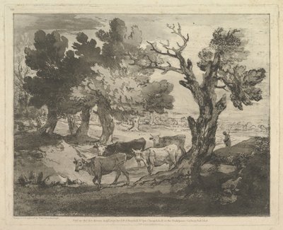 Metsäinen maisema paimenten ja lehmien kanssa, 1. elokuuta 1797. tekijältä Thomas Gainsborough