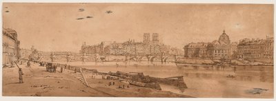 Valikoima 20 Pariisin kauneimmista näkymistä: Näkymä Pont Neufille, osa Louvrea, Notre Dame ja College of Four Nations tekijältä Thomas Girtin