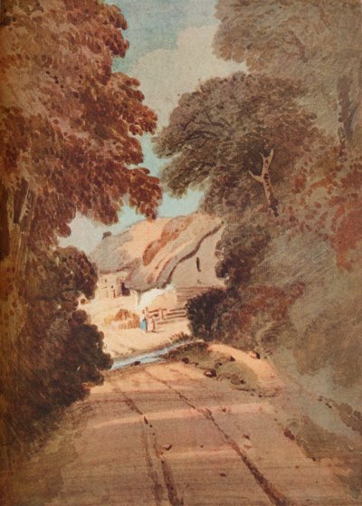 Lane ja mökit, c1800 tekijältä Thomas Girtin