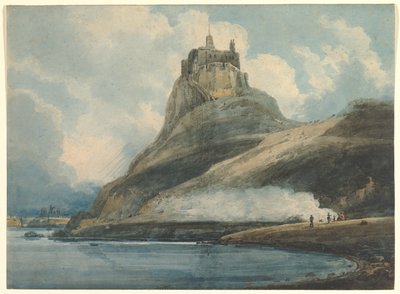 Lindisfarnen linna, Holy Island, Northumberland tekijältä Thomas Girtin