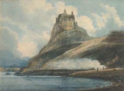 Lindisfarnen linna, Holy Island, Northumberland, 1796-97. tekijältä Thomas Girtin