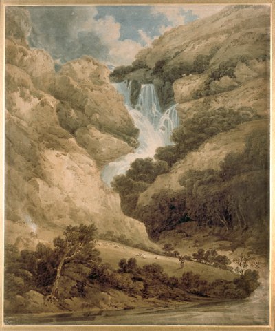 Wathenlathin rotko ja Lodoren putoukset, Derwentwater, 1801 tekijältä Thomas Girtin