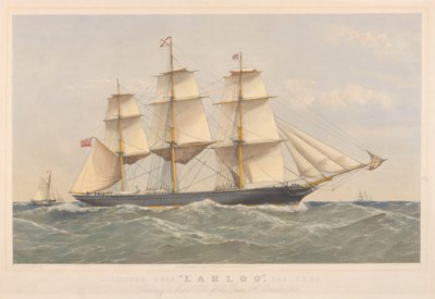 Clipper Ship Lahloo, 799 tonnia, valmistautuu laskeutumaan Pilot Owersin edustalla tekijältä Thomas Goldsworth Dutton