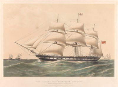 The Clipper Ship Yorkshire 1100 Tons, noin 1857-60 (värillinen litografia) tekijältä Thomas Goldsworth Dutton