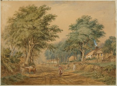 Etal, Northumberland (vartaloväri ja akvarelli paperille) tekijältä Thomas H. Hair