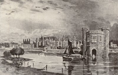 Hampton Court Kaarle I:n päivinä (litografia) tekijältä Thomas Hamilton Crawford
