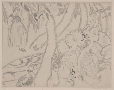 Leda, n. 1928 (etsaus) tekijältä Thomas Handforth