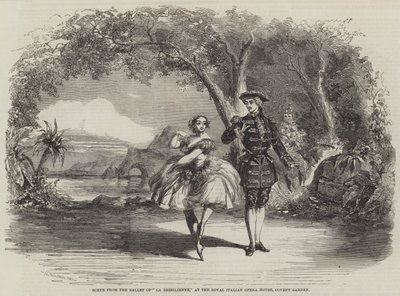 Kohtaus La Bresilienne -baletista Italian kuninkaallisessa oopperatalossa, Covent Gardenissa. tekijältä Thomas Harrington Wilson