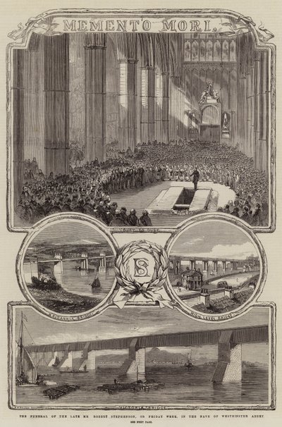 Edesmenneen herra Robert Stephensonin hautajaiset perjantaiviikolla Westminster Abbeyn laivassa tekijältä Thomas Harrington Wilson
