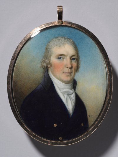 Miniatyyripari: Miehen muotokuva ja pienoismallia pukeutuvan naisen muotokuva, n. 1780. tekijältä Thomas Hazlehurst