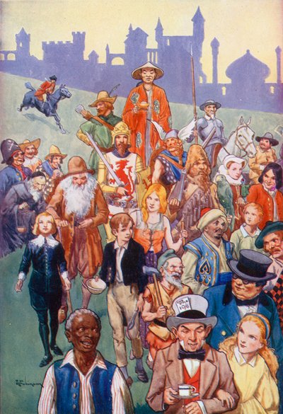 Tuttuja henkilöitä tarinakirjoista (värilitografia) tekijältä Thomas Heath Robinson