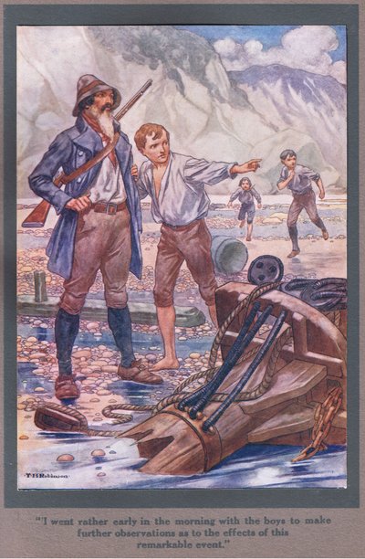 Kävin melko aikaisin aamulla poikien kanssa tekemässä lisähavaintoja (värilitro). tekijältä Thomas Heath Robinson