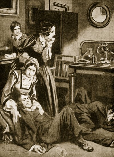 James Simpson ja hänen avustajansa löytävät kloroformin, marraskuu 1847 (litografia). tekijältä Thomas Heath Robinson