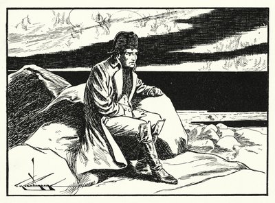 Napoleon Saint Helenalla (litografia) tekijältä Thomas Heath Robinson