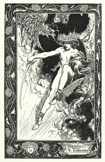 Perseus ja gorgonit (litografia) tekijältä Thomas Heath Robinson