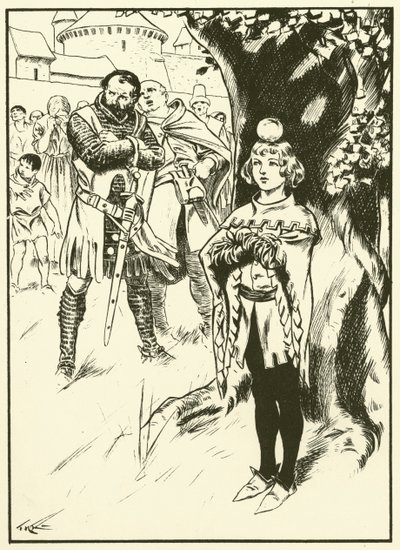 Tellin poika ja omena (kaiverrus) tekijältä Thomas Heath Robinson