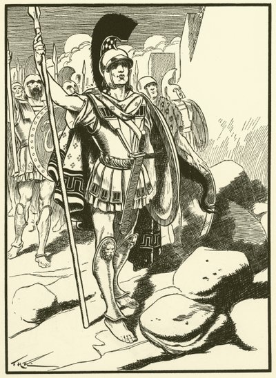 Kreikkalaiset Troijan ulkopuolella (kaiverrus) tekijältä Thomas Heath Robinson