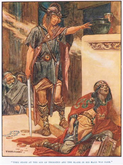 He tuijottavat Thorstenin poikaa (litografia). tekijältä Thomas Heath Robinson