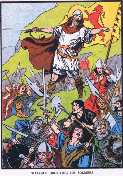 Wallace ohjaa sotilaitaan (värilitografia) tekijältä Thomas Heath Robinson