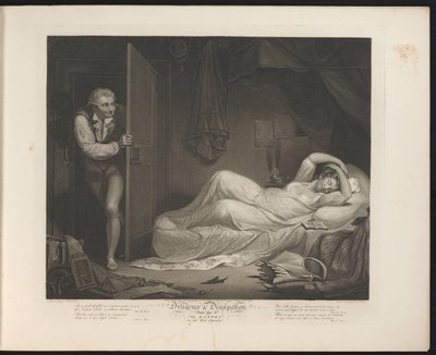 Irtisanoutunut piika nukkuu, kun mies livahtaa sisään Levy 3. The Wanton in the Bed Chamber (otsikko esineessä) Hyve ja irstailu (sarjan nimi) Diligence & Dissipation (sarjan nimi esineellä) tekijältä Thomas Hellyer