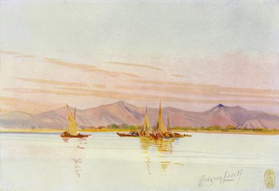 Lähellä Kantonia, kalastusveneitä Helmijoella tekijältä Thomas Hodgson Liddell