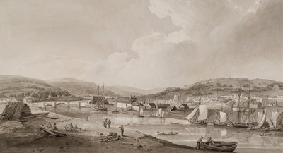Neath, joen eteläpuolelta (vesiväri ja lyijykynä paperille) (vesiväri ja lyijykynä paperille) tekijältä Thomas Hornor