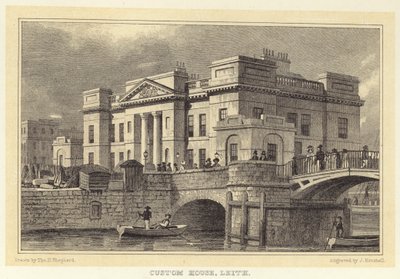 Custom House, Leith (kaiverrus) tekijältä Thomas Hosmer (after) Shepherd