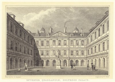Interior Quadrangle, Holyrood Palace (kaiverrus) tekijältä Thomas Hosmer (after) Shepherd