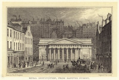 Royal Institution, Hanover Streetiltä (kaiverrus) tekijältä Thomas Hosmer (after) Shepherd